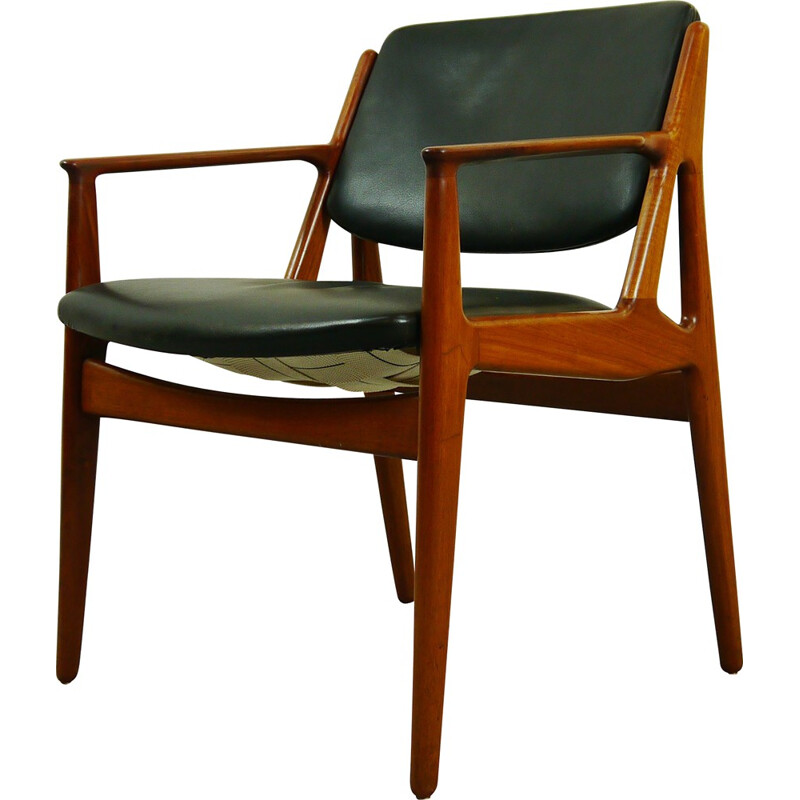 Vamo armchair in teak and leather, Arne VODDER - 1950s