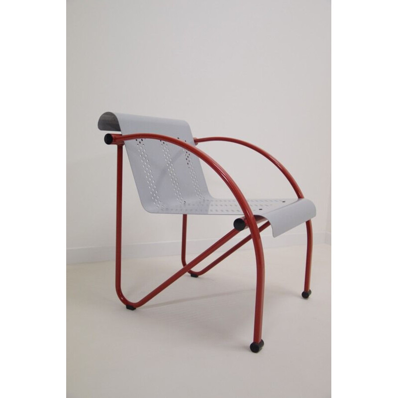 Vintage lacquered metal armchair, 1980s