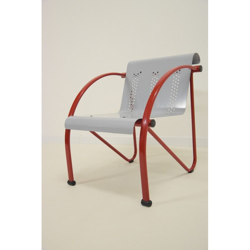 Vintage lacquered metal armchair, 1980s