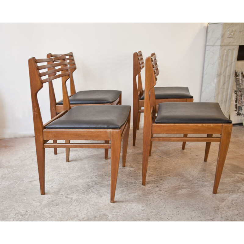 Set of 4 vintage scandinavian teak chairs, 1960s