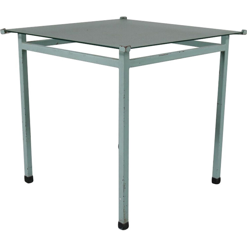 Industrial blue metal vintage table, Netherlands, 1950s