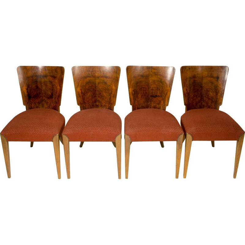 Set of 4 vintage dining chairs H-214 by Jindrich Halabala for UP Závody, 1930s