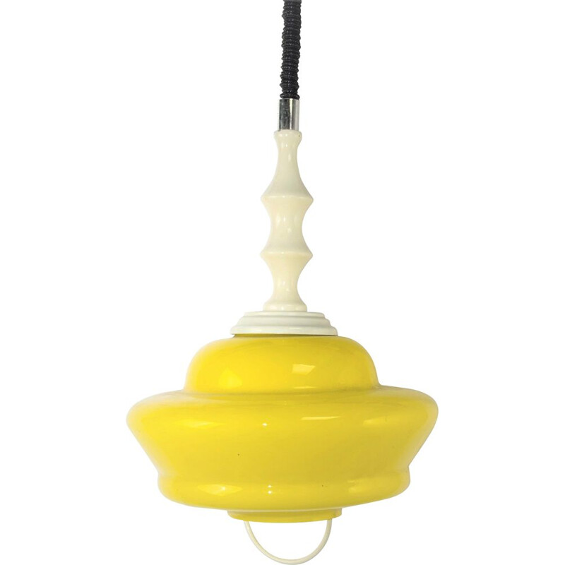 Vintage yellow Murano glass pendant light, Italy, 1960s