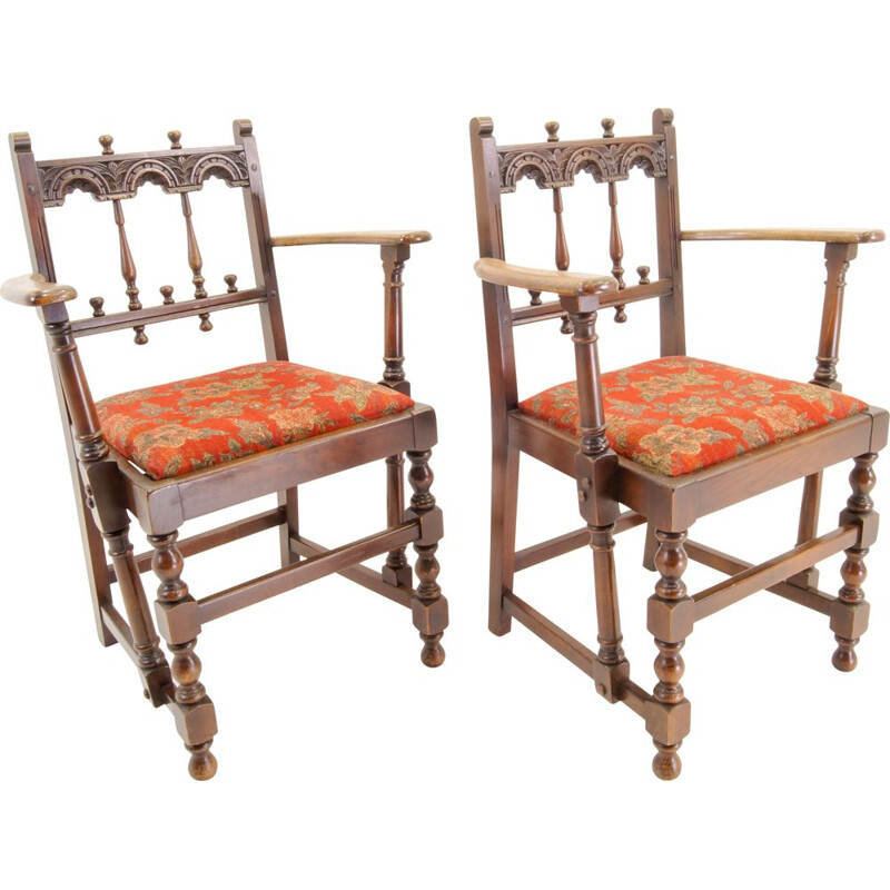 Set of 2 vintage oak armchairs by Ercol, England, 1940s