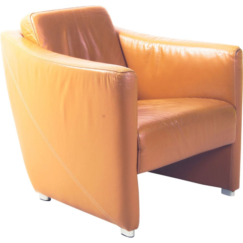 Vintage cognac leather armchair, Holland, 1990s