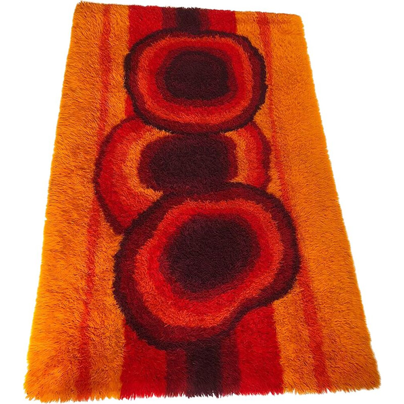 Vintage orange Rya rug by Ege Taepper, 1970s