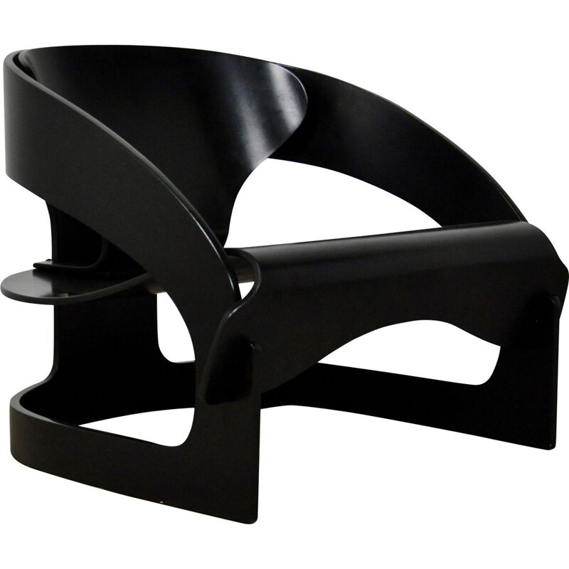 Vintage black armchair by Joe Colombo for Kartell, 1960S