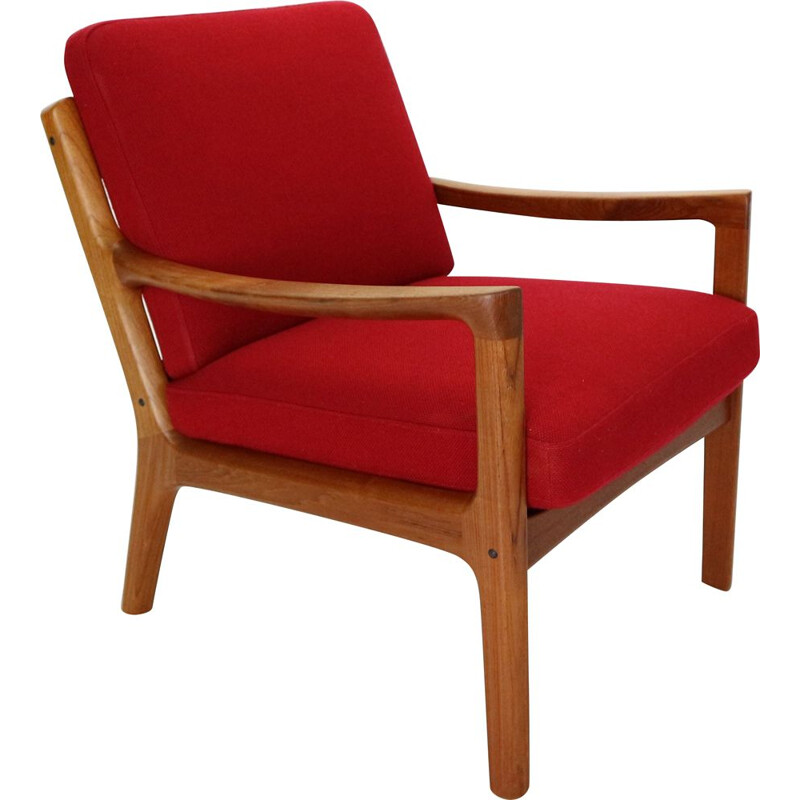 Vintage red armchair by Ole Wanscher for France & Søn, 1950s