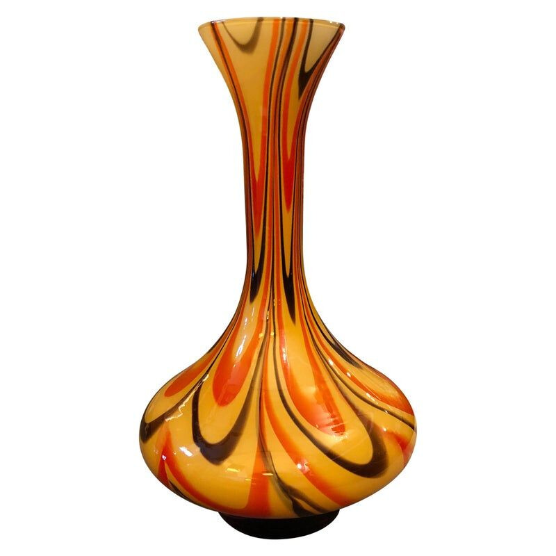 Vintage opaline glass Italian vase, circa 1970