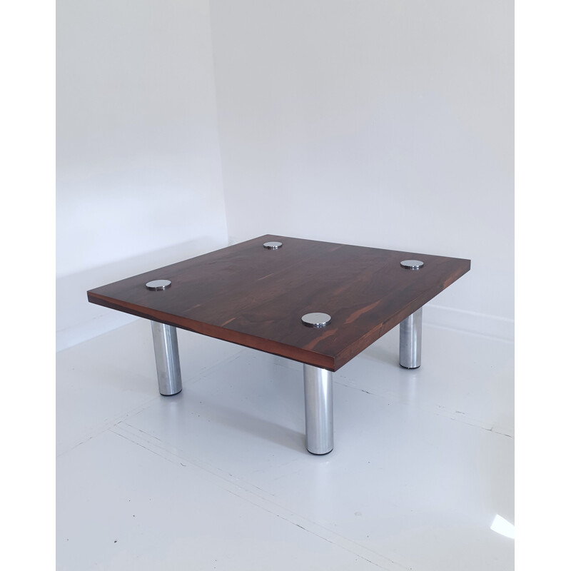 Vintage rosewood and Chrome side table by Pieff, England,1970 (1 of 2 available)