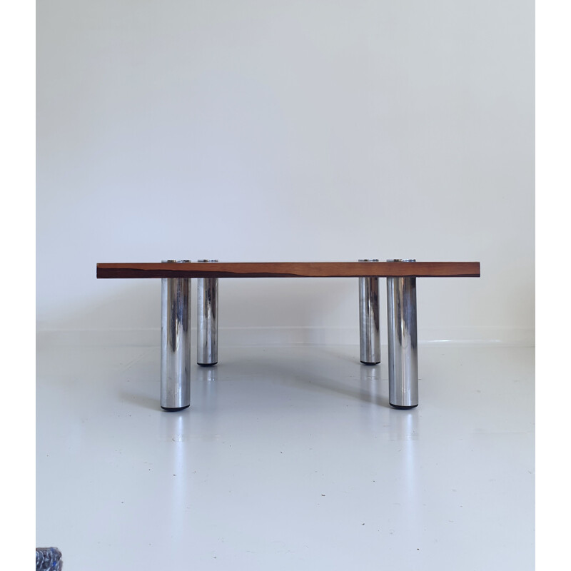Table d'appoint vintage en palissandre et chrome par Pieff, Angleterre,1970 (1 sur 2 disponibles)