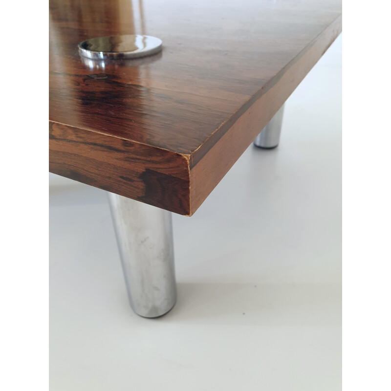 Vintage rosewood and Chrome side table by Pieff, England,1970 (1 of 2 available)