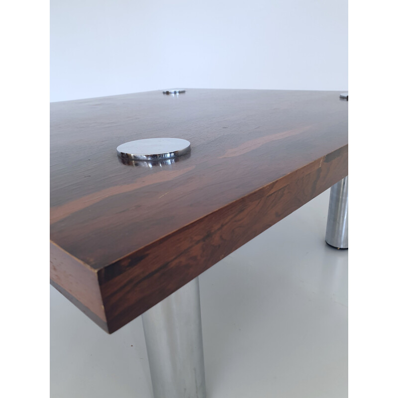 Vintage rosewood and Chrome side table by Pieff, England,1970 (1 of 2 available)