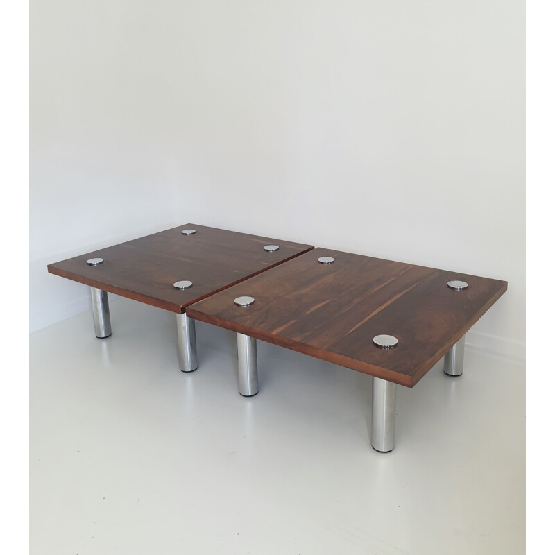 Vintage rosewood and Chrome side table by Pieff, England,1970 (1 of 2 available)