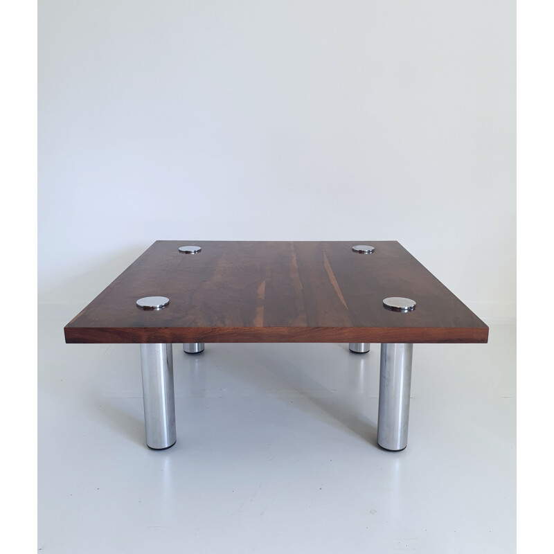 Vintage Coffee Table in Rosewood and Chrome by Pieff, England, 1970