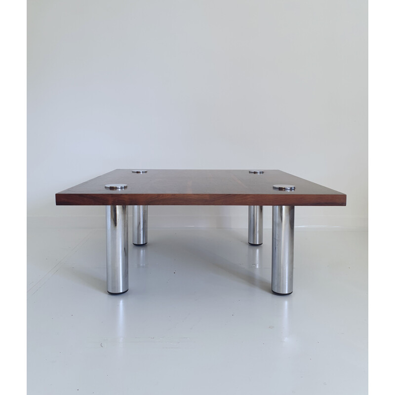 Vintage Coffee Table in Rosewood and Chrome by Pieff, England, 1970