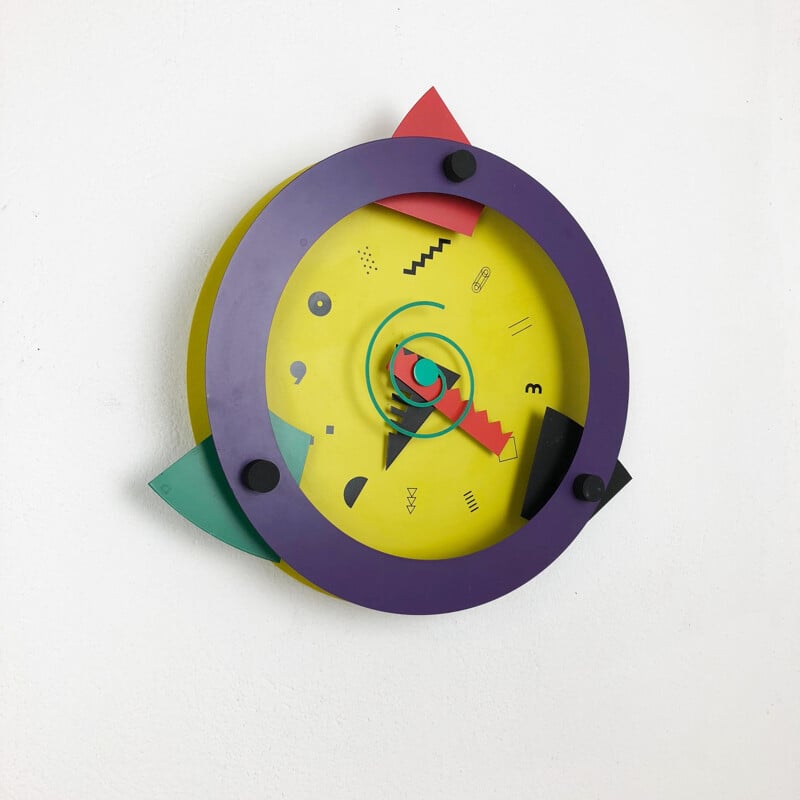 Vintage Postmodern Memphis Wall Clock "Paradise", Shohei Mihara x Wakita, Japan, 1980s