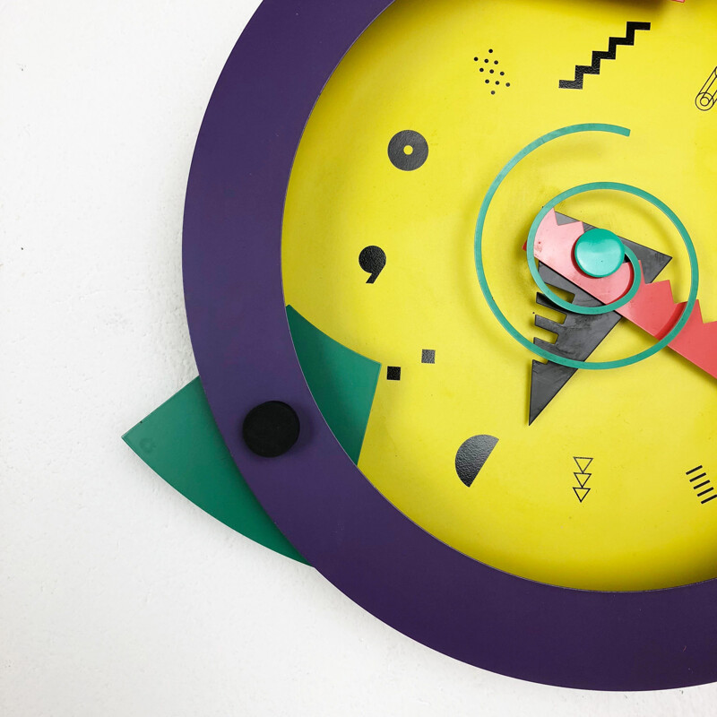 Vintage Postmodern Memphis Wall Clock "Paradise", Shohei Mihara x Wakita, Japan, 1980s