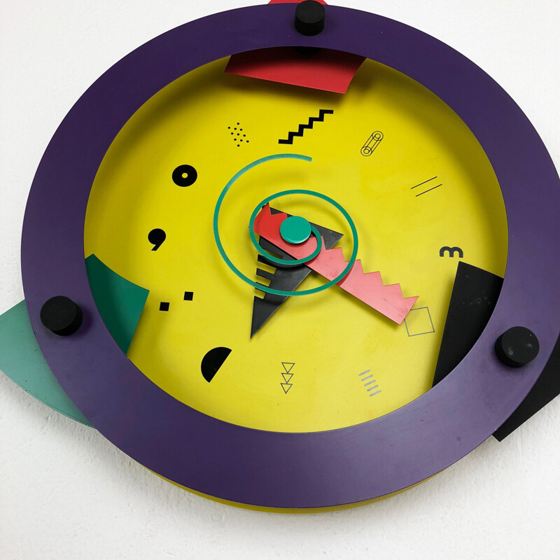 Vintage Postmodern Memphis Wall Clock "Paradise", Shohei Mihara x Wakita, Japan, 1980s