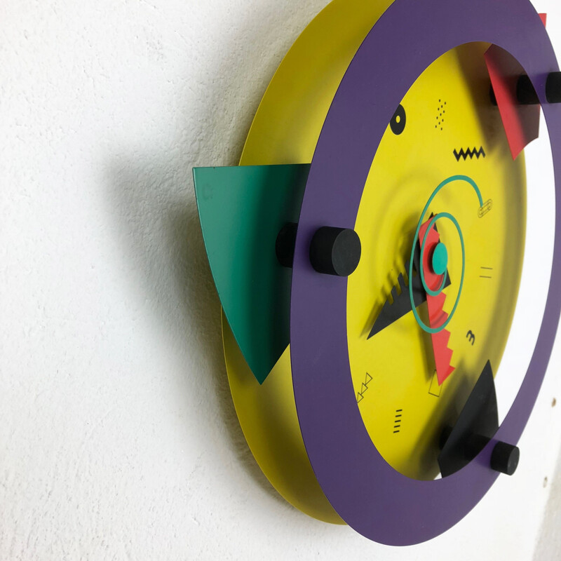 Vintage Postmodern Memphis Wall Clock "Paradise", Shohei Mihara x Wakita, Japan, 1980s