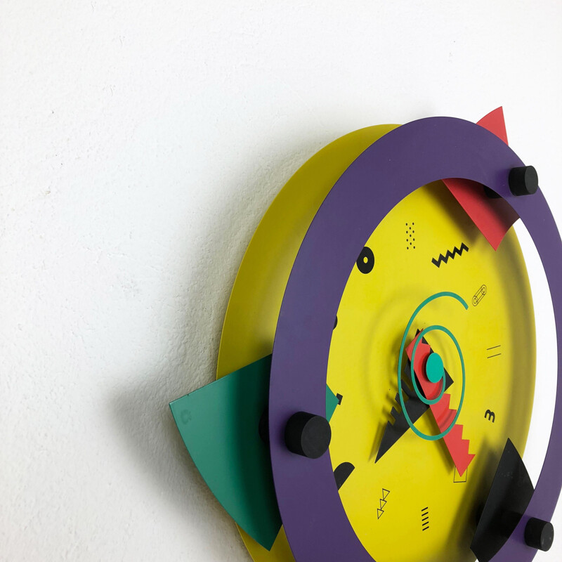 Vintage Postmodern Memphis Wall Clock "Paradise", Shohei Mihara x Wakita, Japan, 1980s