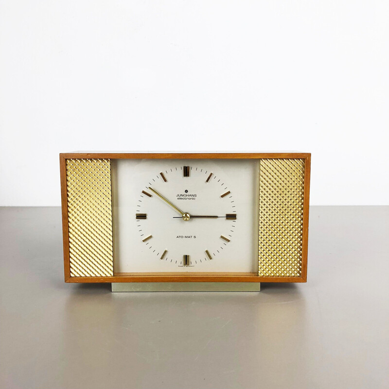 Vintage Table Clock in teak by Junghans Electronic, Germany 1960