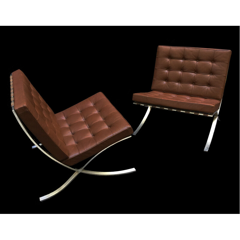 Pair of Barcelona easy chairs for Knoll, Ludwig MIES VAN DER ROHE - 1980s