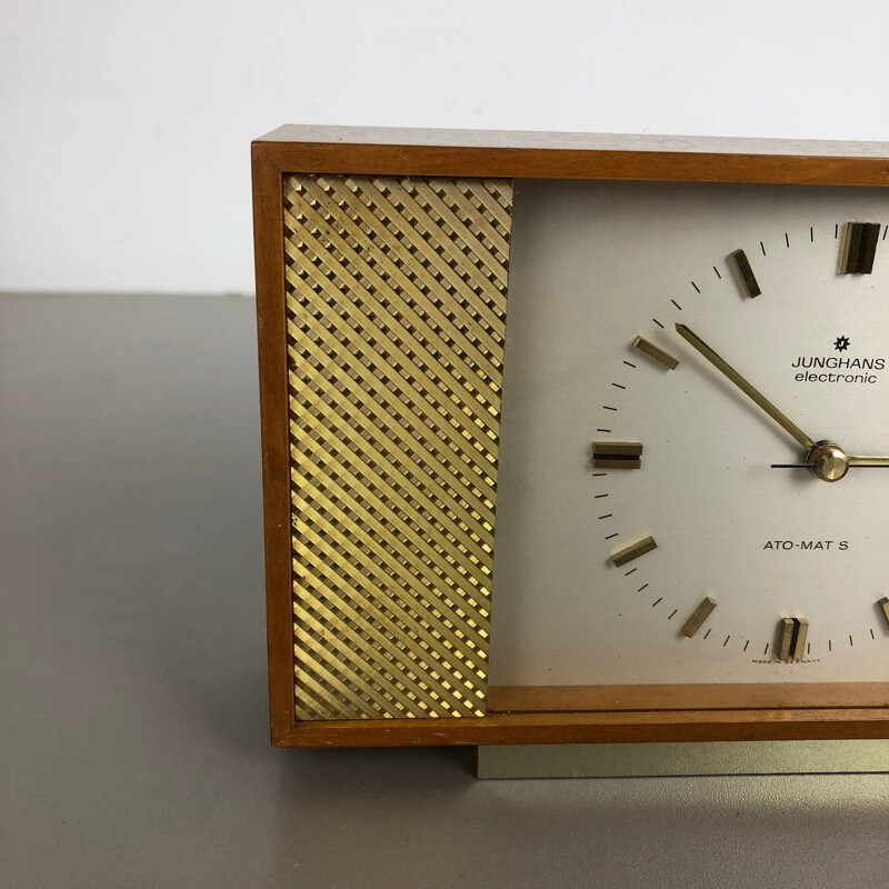 Vintage Table Clock in teak by Junghans Electronic, Germany 1960