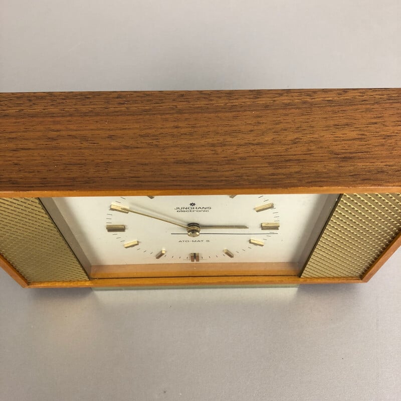 Vintage Table Clock in teak by Junghans Electronic, Germany 1960