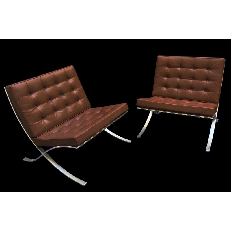 Pair of Barcelona easy chairs for Knoll, Ludwig MIES VAN DER ROHE - 1980s