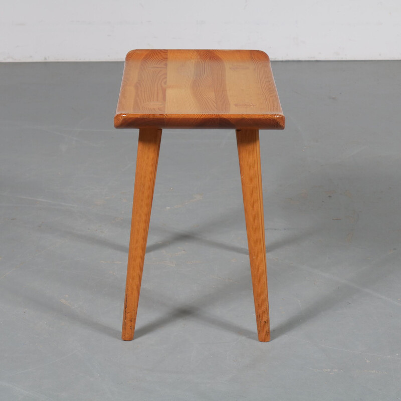 Vintage pine stool by Goran Malmvall, from Karl Andersson & Son, Denmark, 1950s