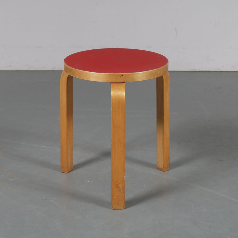 Vintage birch stool by Alvar Aalto from Artek, Finland, 1950s