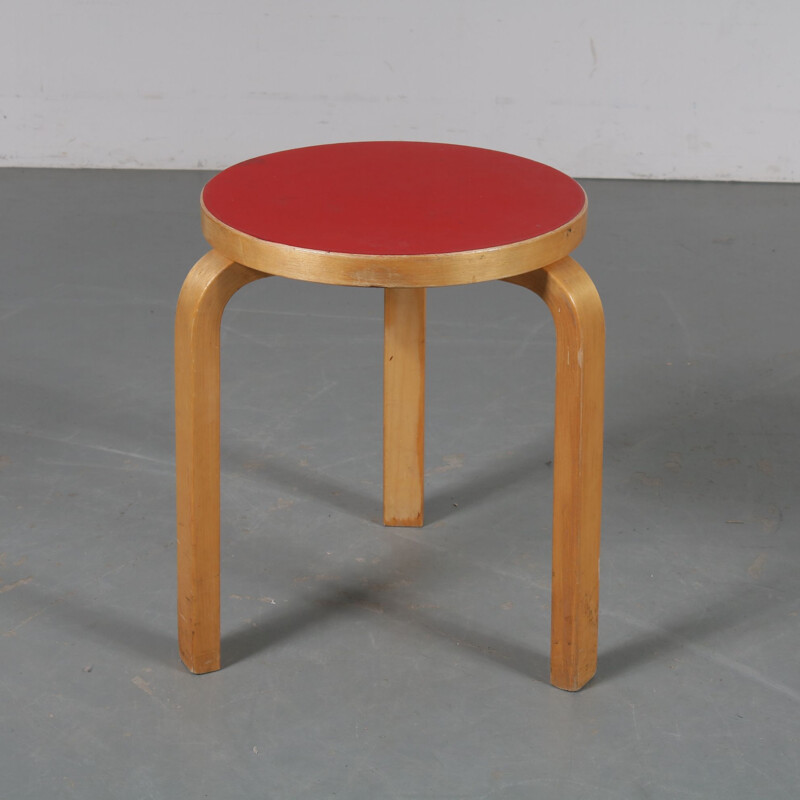 Vintage birch stool by Alvar Aalto from Artek, Finland, 1950s