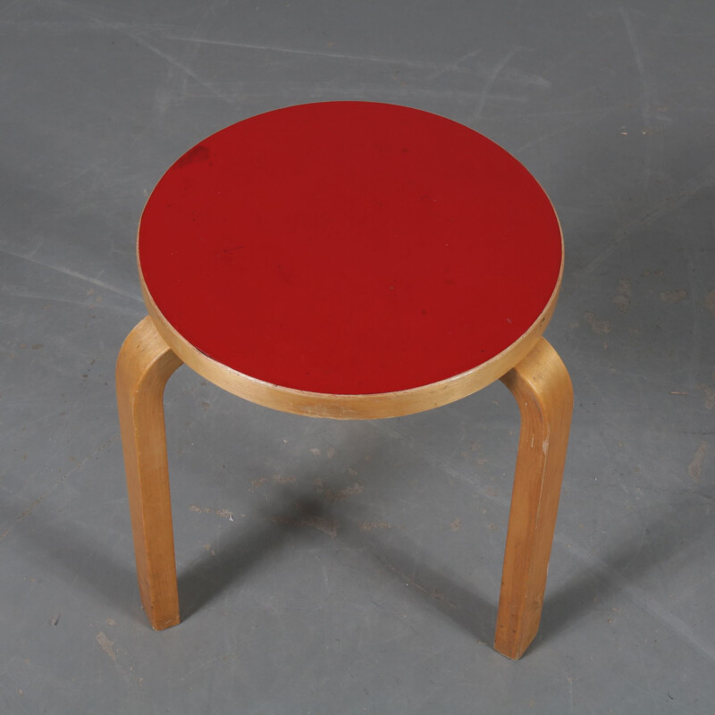 Vintage birch stool by Alvar Aalto from Artek, Finland, 1950s