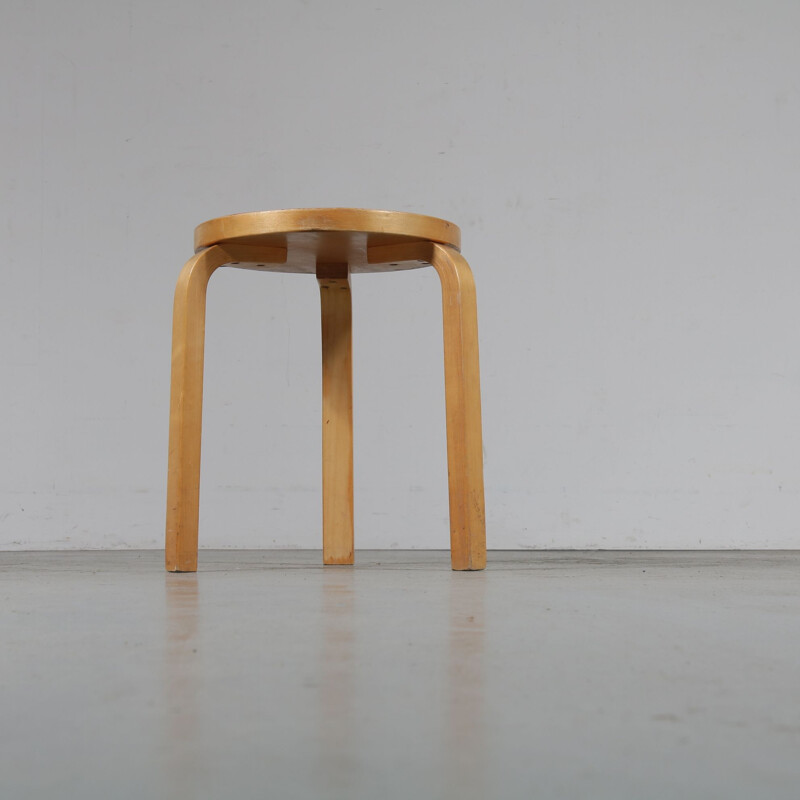 Vintage birch stool by Alvar Aalto from Artek, Finland, 1950s