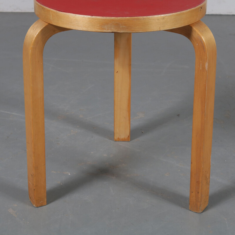 Vintage birch stool by Alvar Aalto from Artek, Finland, 1950s