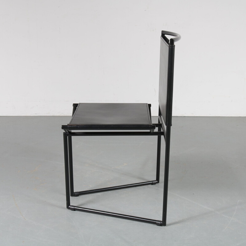 Vintage black metal and leather chair by Mario Botta from Alias, Switzerland, 1990s