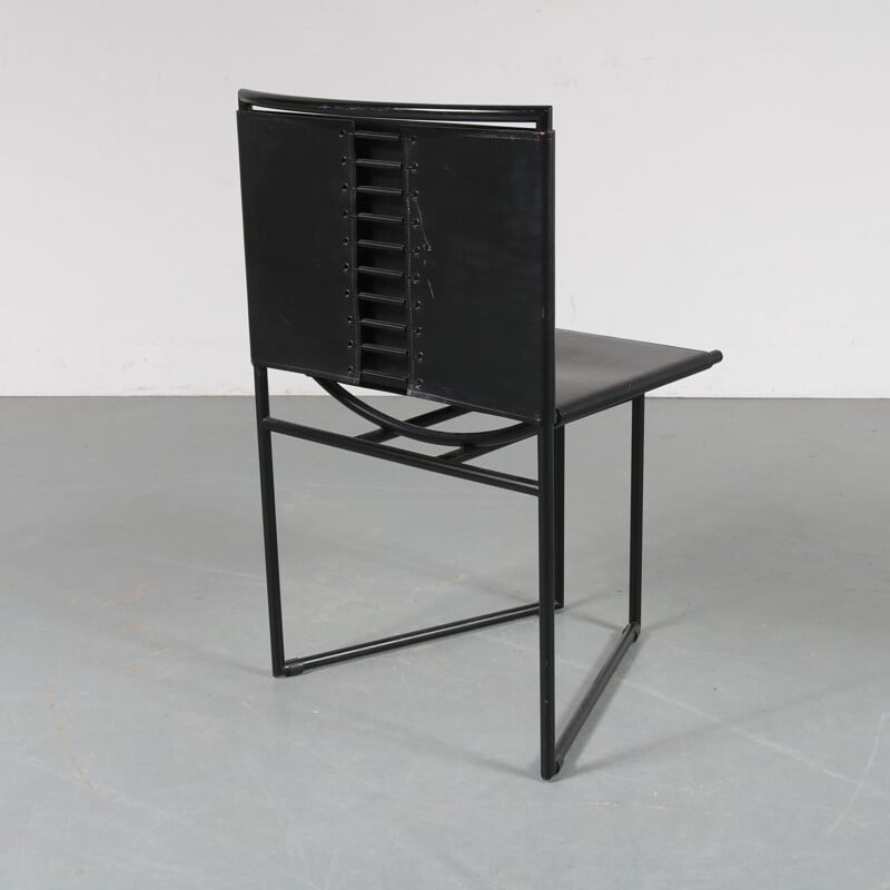 Vintage black metal and leather chair by Mario Botta from Alias, Switzerland, 1990s