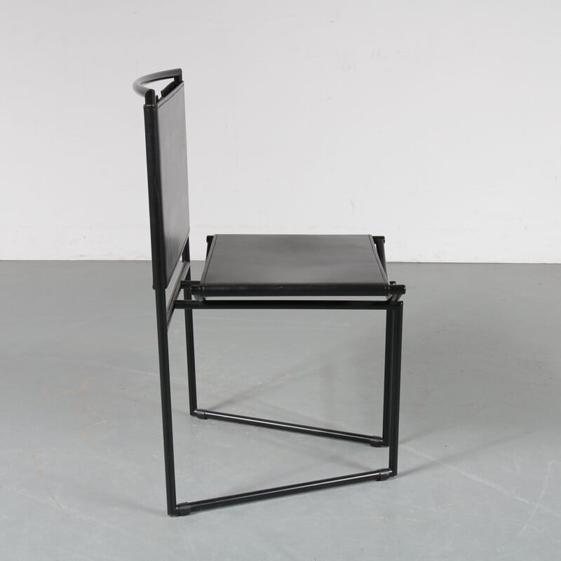 Vintage black metal and leather chair by Mario Botta from Alias, Switzerland, 1990s