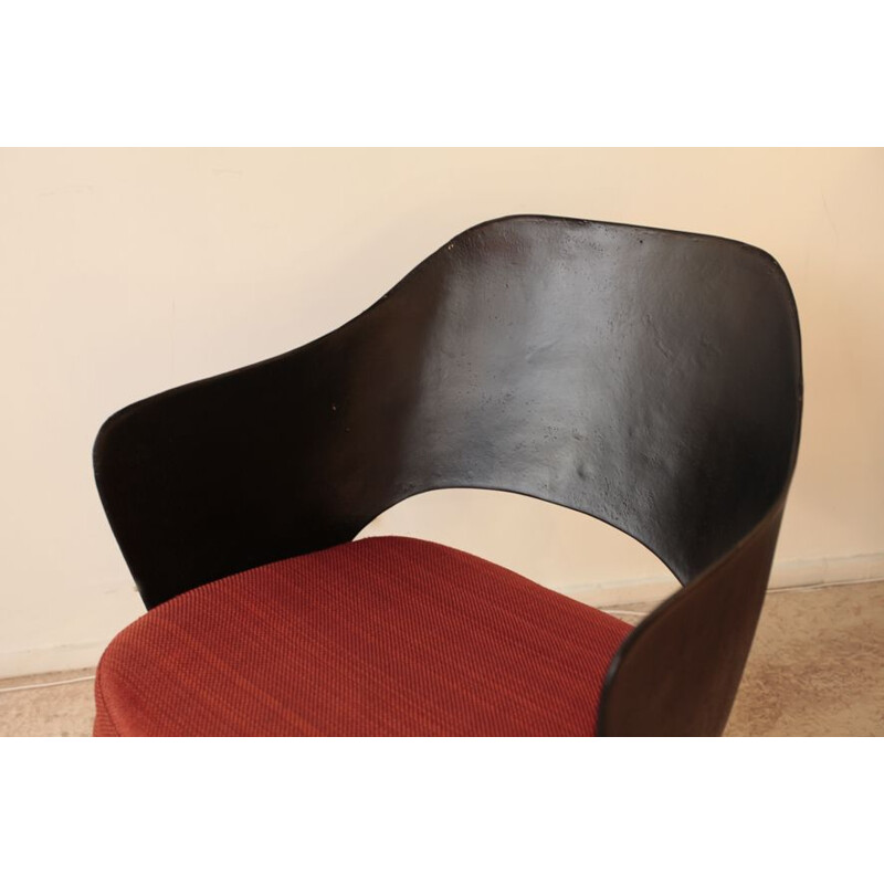 Vintage conference chair in black fiberglass, Knoll 1960