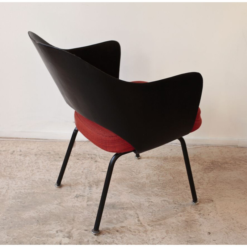 Vintage conference chair in black fiberglass, Knoll 1960