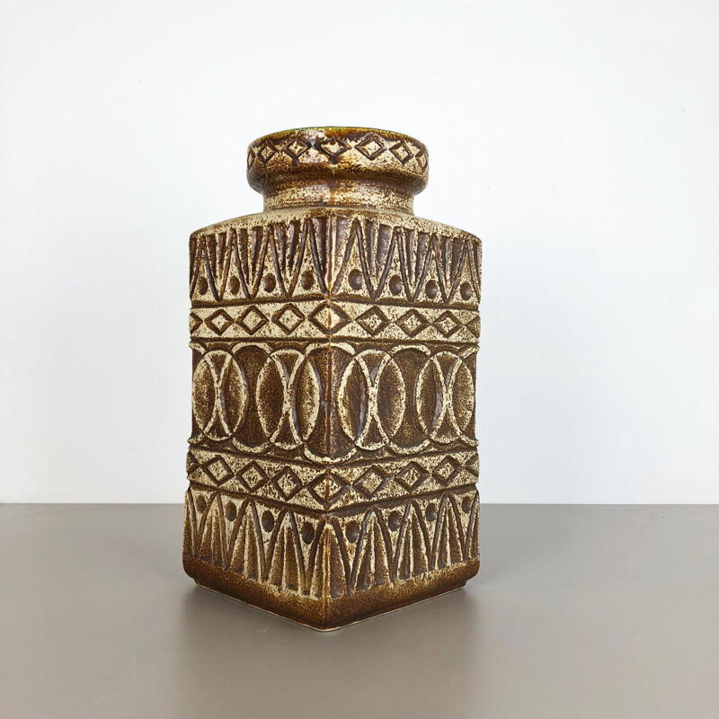 Vintage aardewerk vaas door Bodo Mans van bay Ceramics, Duitsland, 1970