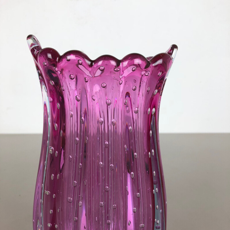 Vintage bullicante Murano glass vase by Archimede Seguso, Italy, 1970s