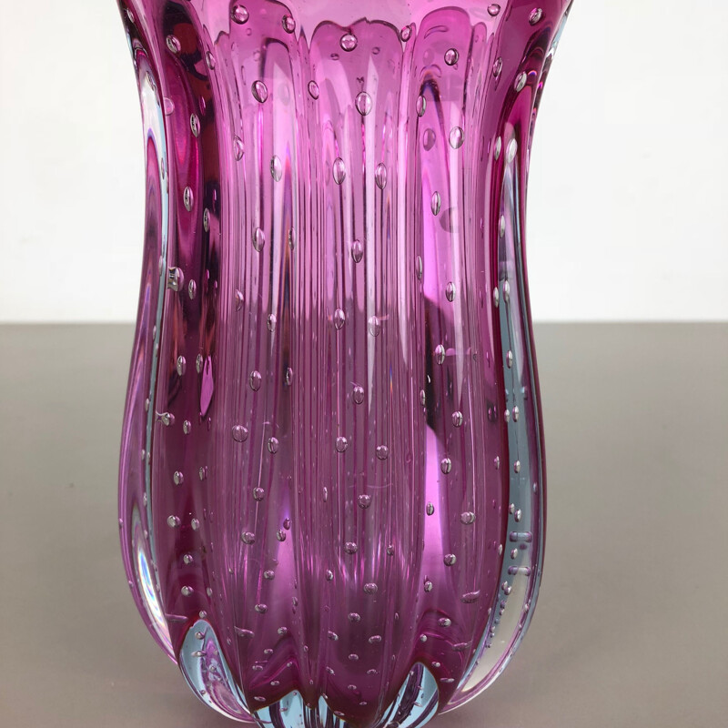 Vase en verre vintage en verre de Murano bullicante par Archimede Seguso, Italie, 1970