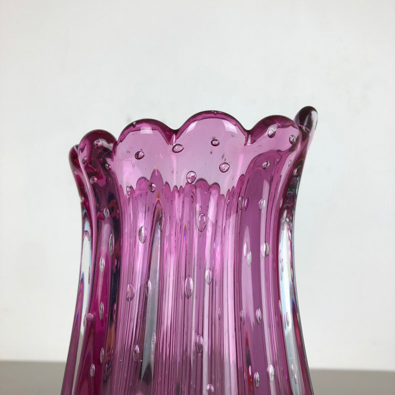 Vintage bullicante Murano glass vase by Archimede Seguso, Italy, 1970s