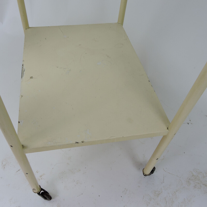 Vintage painted cream industrial trolley, 1960s