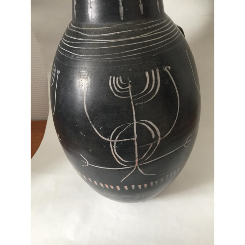 Vintage ceramic vase by Yvon Roy from the Ateliers Montgolfier 