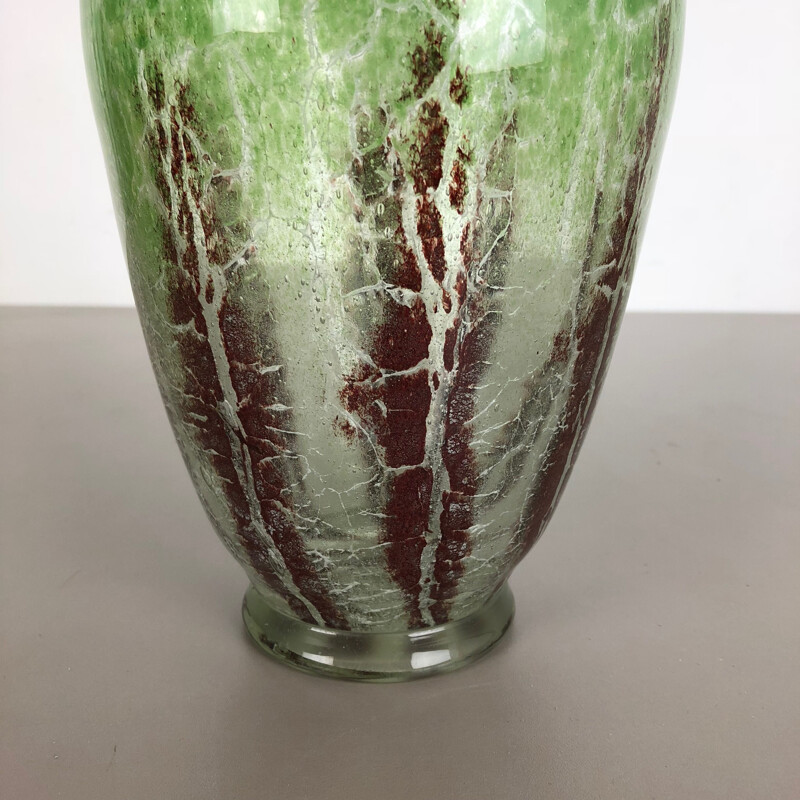 Vintage glazen vaas van Karl Wiedmann voor WMF Ikora, 1930