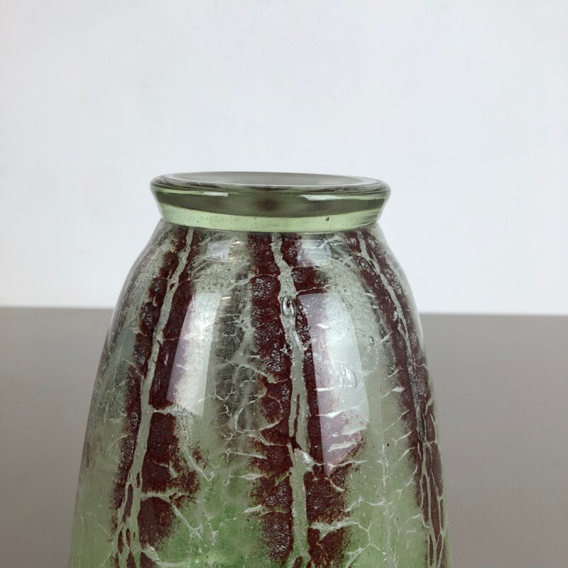 Vintage glass vase by Karl Wiedmann for WMF Ikora, 1930s