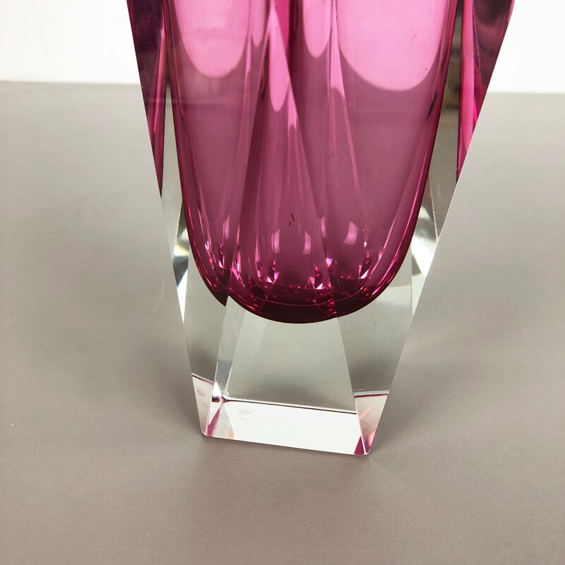 Vase en verre de Murano vintage par Alessandro Mandruzzato de Vetreria G. Campanella, Italie, 1970